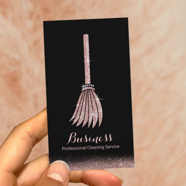 Carte De Visite Accueil Nettoyage Rose Gold Parties scintillant Ma (Créateur téléchargé)