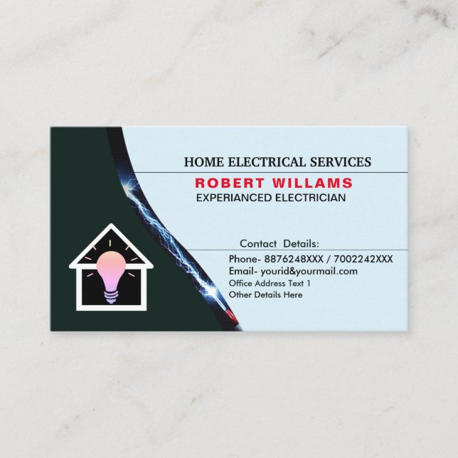 Carte De Visite Accueil Service électrique Electricien expérimenté (Devant)
