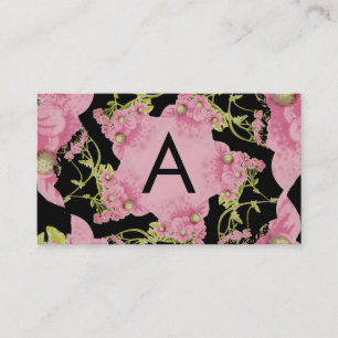 Carte De Visite Achillée Monogramme rose et noir