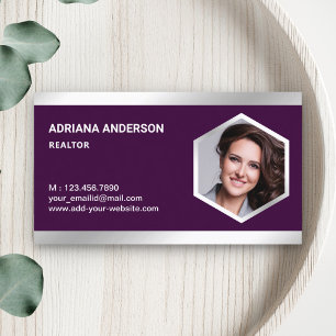 Carte De Visite Acier Argent Immobilier Photo Agent Immobilier Vio