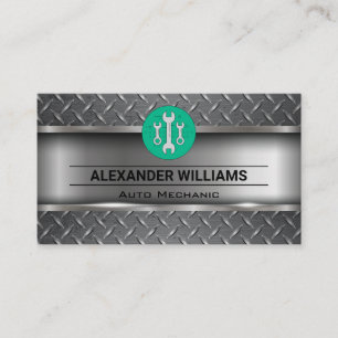 Carte De Visite Acier diamant métallique   Logo des clés   Mécaniq