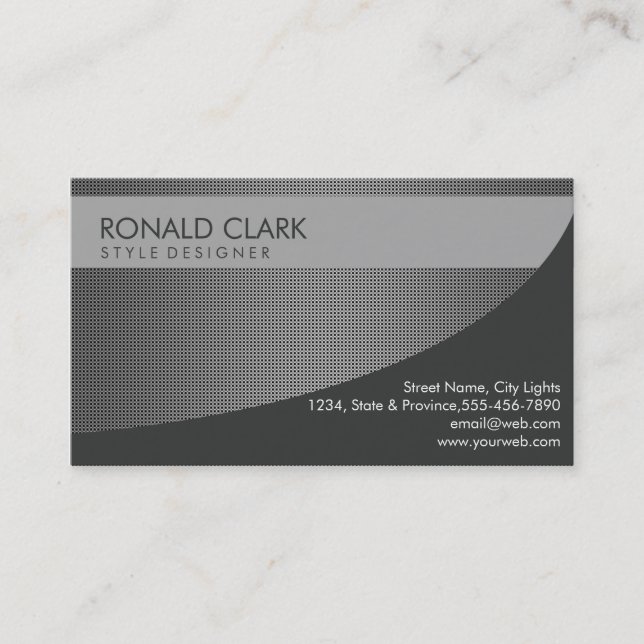 Carte De Visite Acier en métal argent noir professionnel moderne (Devant)