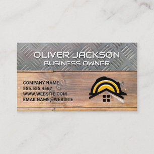 Carte De Visite Acier et bois   Logo de Construction Builder
