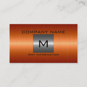Carte De Visite Acier inoxydable métal argent et orange