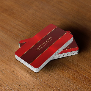 Carte De Visite Acier inoxydable rouge Texture Or Grilles Accentua