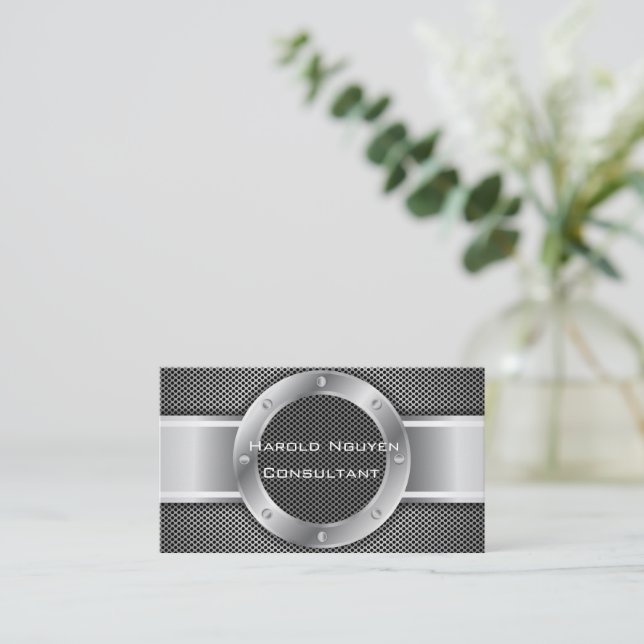 Carte De Visite Acier métallique à maille industrielle (Debout devant)