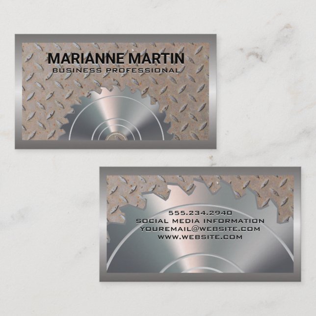 Carte De Visite Acier métallique en aluminium | Industrie de la sc (Devant / Derrière)