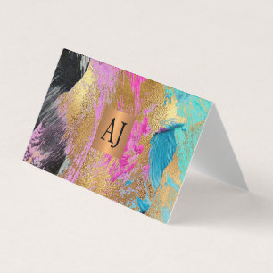 Carte De Visite Acrylique peinture abstraite cuivre or monogrammed