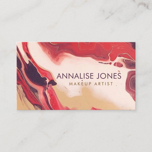 Carte De Visite Acrylique pour abstrait Rouge et acajou (Devant)