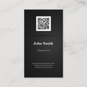 Carte De Visite Acteur de scène - Code QR noir élégant