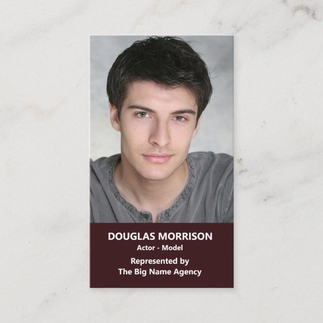 Carte De Visite Acteur Modèle d'actrice Maroon photo verticale (Devant)