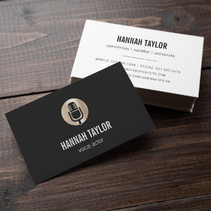 Carte De Visite Acteur vocal Microphone Or