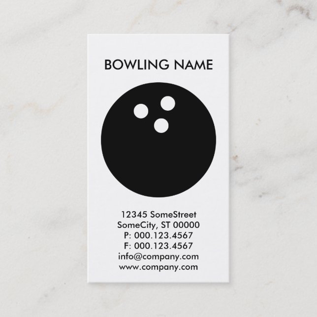 Carte De Visite activité de bowling sur mesure (Devant)