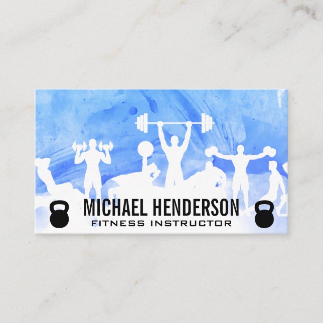 Carte De Visite Activités fitness | Kettle Bells | Aquarelle (Devant)
