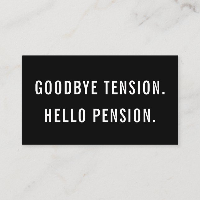 Carte De Visite Adieu Tension Bonjour Pension Funny Gag Retraite (Devant)
