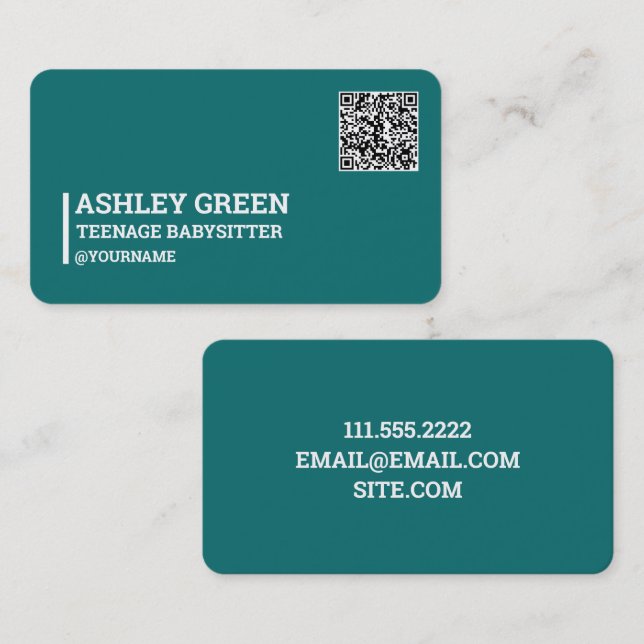 Carte De Visite 🤸 🏼 ‍ Ado Babsitting personnalisé QR ♂️ (Devant / Derrière)