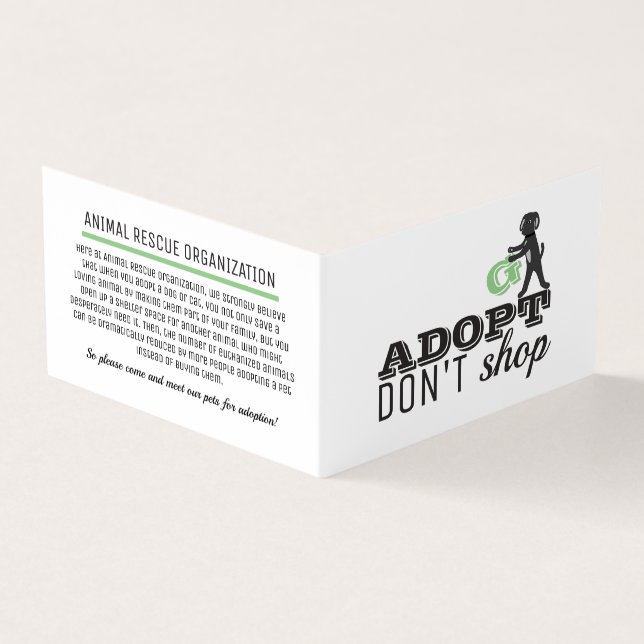 Carte De Visite Adopter Ne pas Acheter, Animaux de compagnie Adopt (Extérieur)