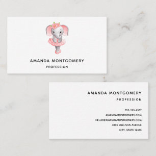 Carte De Visite Adorable Ballerina Elephant En Pointe
