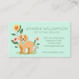 Carte De Visite Adorable Chien Floral Services de soins aux animau