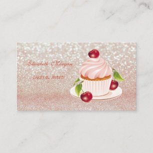 Carte De Visite adorable, Gratté, Glitterie, Cupcake,