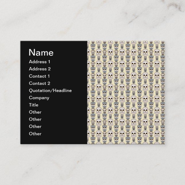 Carte De Visite Adorable Petite Chouette Motif sur Jaune clair (Devant)