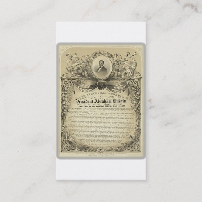 Carte De Visite Adresse inaugurale de Lincoln d'abe de président (Devant)