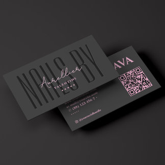 Carte De Visite Aesthetic Nail Tech Lashes Makeup Artist Pink Blac