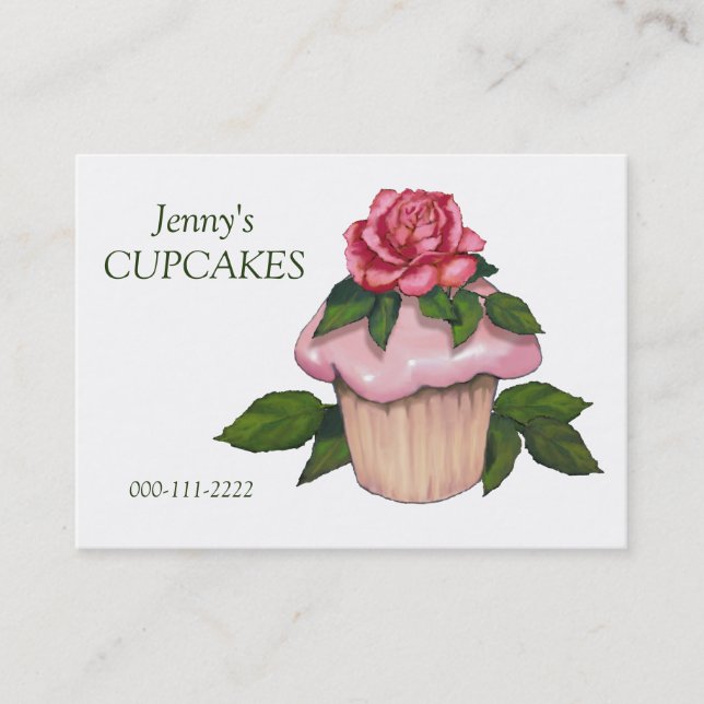 Carte De Visite Affaires de petit gâteau, cuisson, glaçage rose, (Devant)