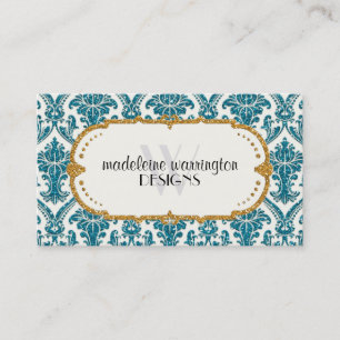 Carte De Visite Affaires florales de motif de damassé de parties