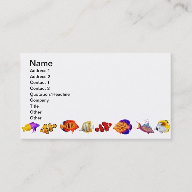 Carte De Visite Affaires personnalisables de poissons d'aquarium (Devant)