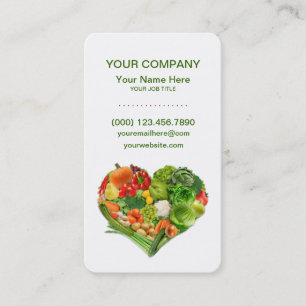 Carte De Visite Affaires saines de coeur de fruits et légumes