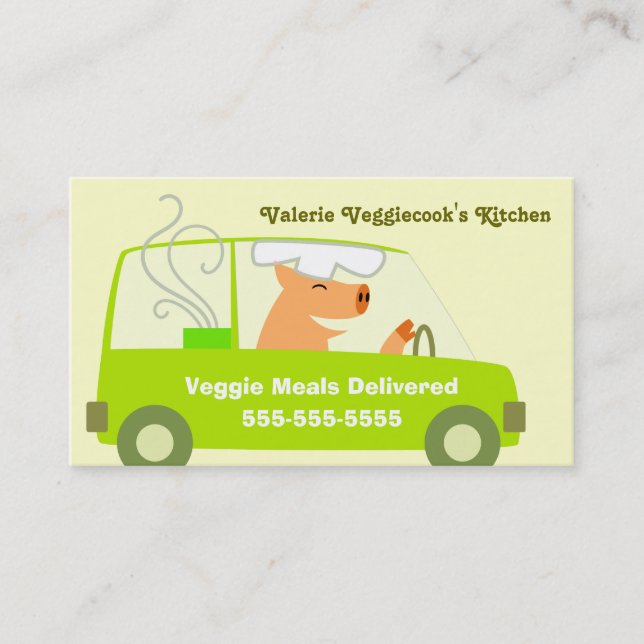 Carte De Visite Affaires végétariennes de la livraison de repas (Devant)