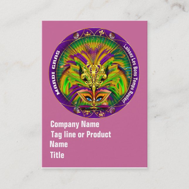 Carte De Visite Affaires Vert de mardi gras. Veuillez regarder les (Devant)