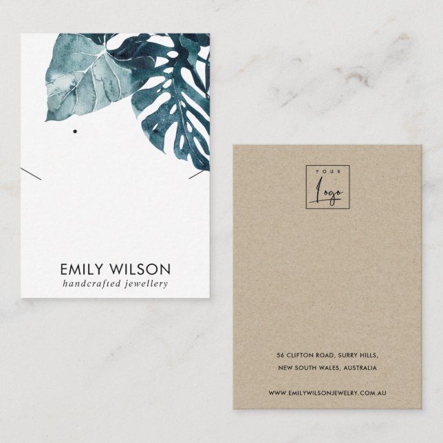 CARTE DE VISITE AFFICHAGE COMBO DE LA FAUNE DE MOSTERA BLEUE (Devant / Derrière)