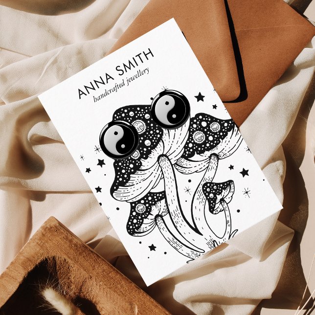 Carte De Visite Affichage d'oreille rétro trippy de champignons su (Créateur téléchargé)