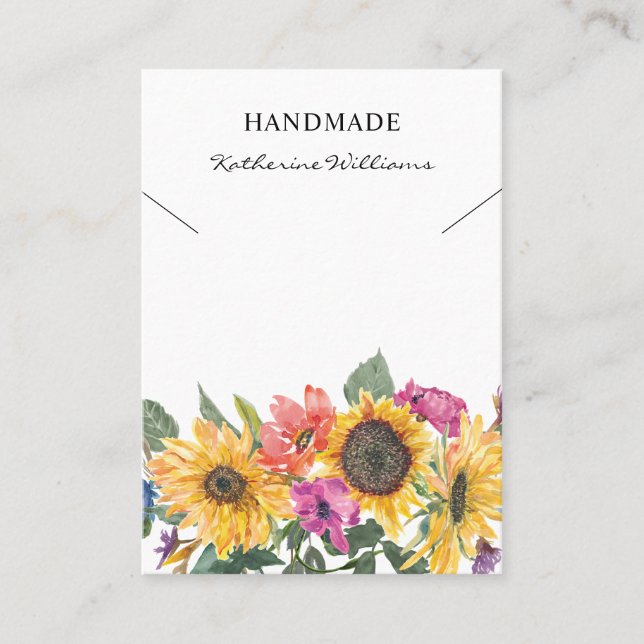 Carte De Visite Affichage du collier d'aquarelle | Floral de tourn (Devant)