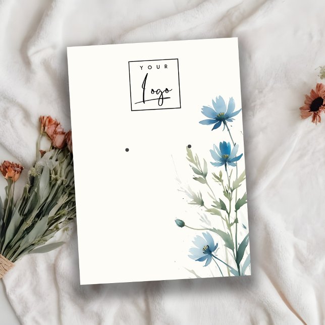 Carte De Visite Affichage du logo de l'oreille Fleur sauvage bleu (Créateur téléchargé)