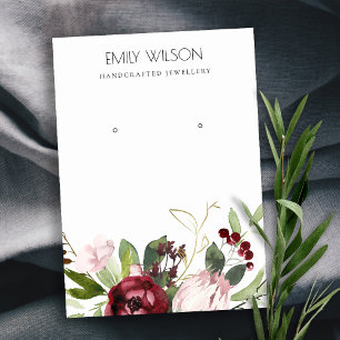 CARTE DE VISITE AFFICHAGE FLEURI DE PROTÉA BURGUNDY ROSE BLANC