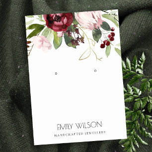 CARTE DE VISITE AFFICHAGE FLEURI DE PROTÉA BURGUNDY ROSE BLANC
