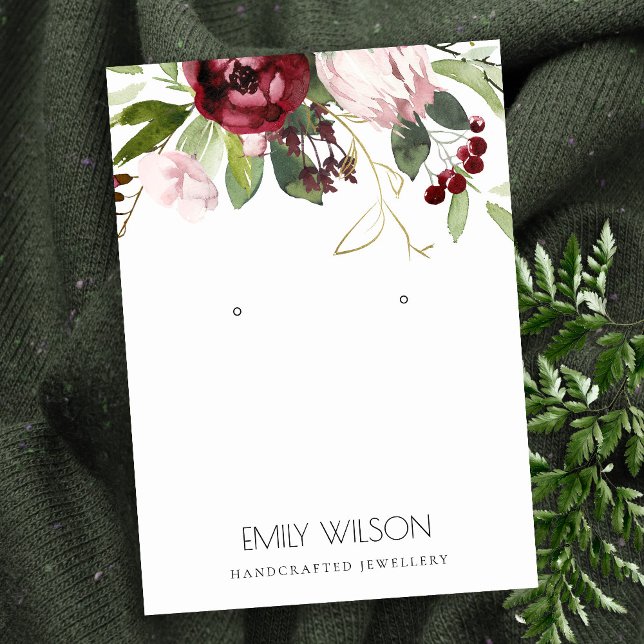 CARTE DE VISITE AFFICHAGE FLEURI DE PROTÉA BURGUNDY ROSE BLANC (Créateur téléchargé)