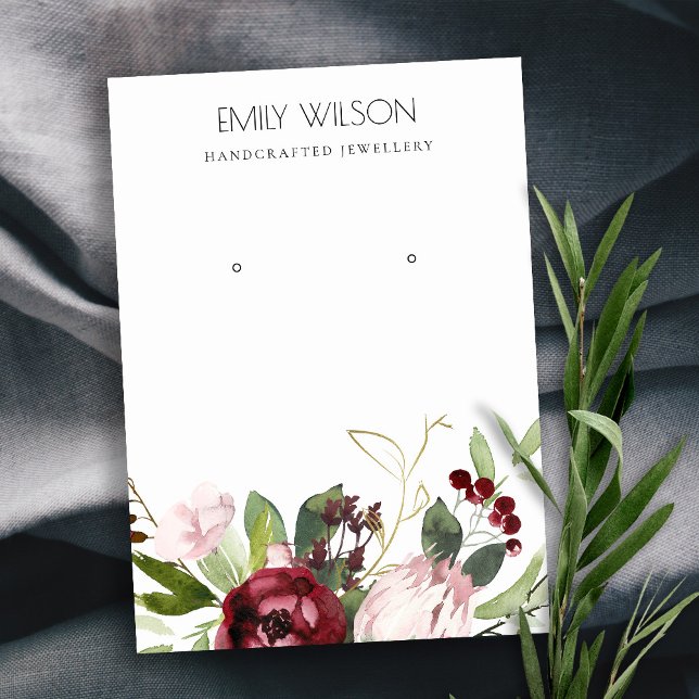 CARTE DE VISITE AFFICHAGE FLEURI DE PROTÉA BURGUNDY ROSE BLANC (Créateur téléchargé)