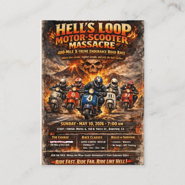Carte De Visite Affiche de l'événement Hell's Loop 2026 (Devant)