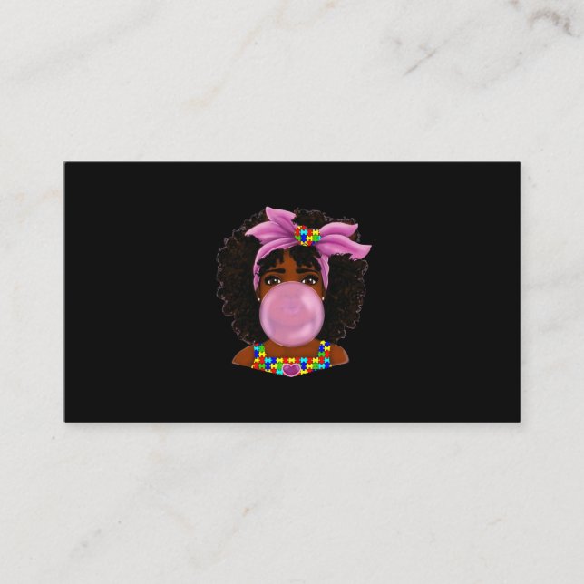 Carte De Visite Afro-Africaine-Américaine Noire Femme Ruban Autism (Devant)