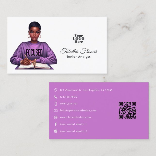 Carte De Visite Afro Black Woman Leadership Art (Devant / Derrière)