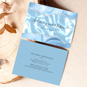 Carte De Visite Agate Bleue Paillettes Argent Luxe