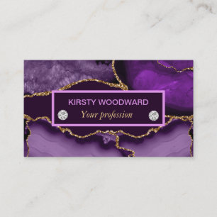Carte De Visite Agate de Parties scintillant violet et or