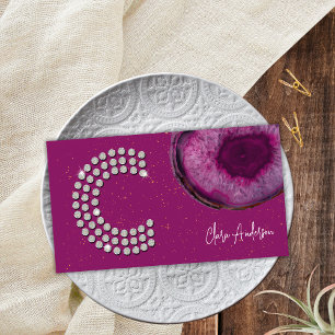 Carte De Visite Agate De Plum De Diamant Chic Lettre Initiale C Mo