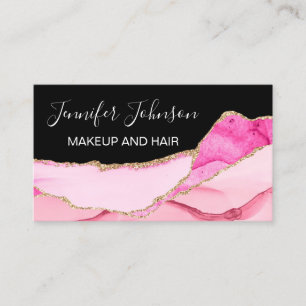 Carte De Visite agate de quartz rose typographie élégante