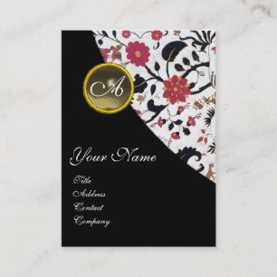 Carte De Visite AGATE GRAS DAMASK MONOGRAM 2, fuchsia, rouge