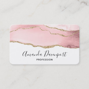 Carte De Visite Agate rose vierge avec ruban or Élégant